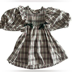 Tullabee Plaid Kids Formal Dress with Ruffle and bow Accents